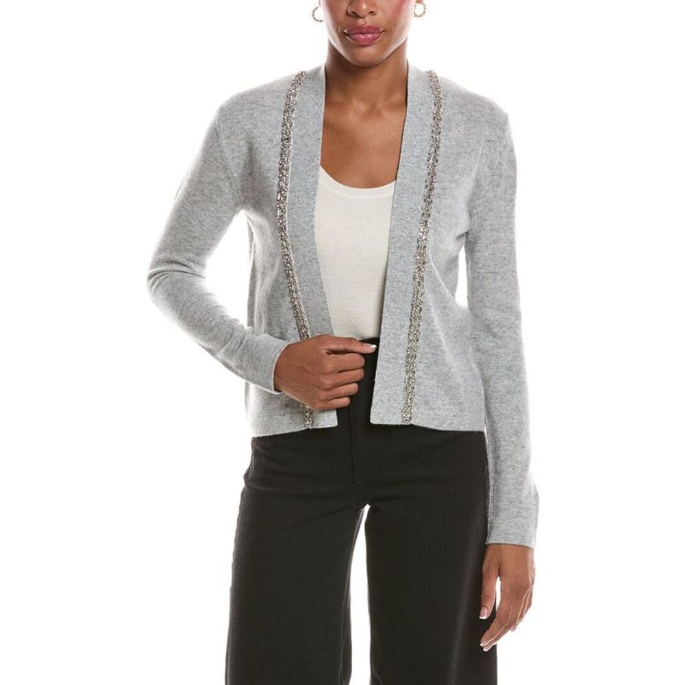 Incashmere Womens Wool & Cashmere-Blend Cardigan, Gray